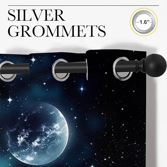Wolf Blackout Curtains for Boys Girl Bedroom Decor,Starry Sky Howling Wolf Under The Full Moon Thermal Insulated Grommet Drapes Darkening Window Curtain for Living Room Home 84x84 inch