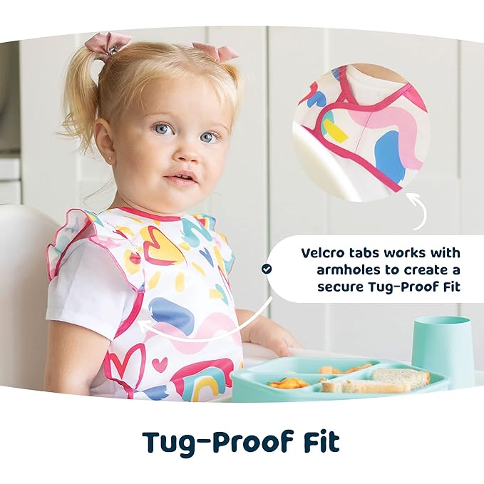 Tiny Twinkle Mess Proof Baby Bib - Waterproof & Lightweight Baby-Led Weaning Apron | 100% Recycled Polyester, Easy Clean & Machine Washable (Taupe, Small 6-24 Months)