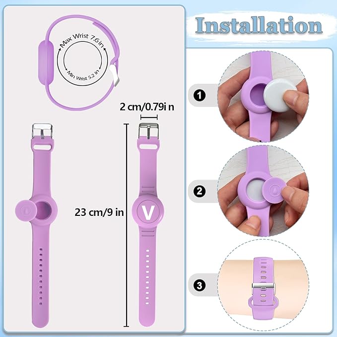 Waterproof Bracelet for AirTag Kids, Personalized Initial Letter Hidden Holder Compatible with Air Tag, Silicone Case for Airtag Adjustable Anti-Lost GPS Tracker for Toddler Child Elder, V