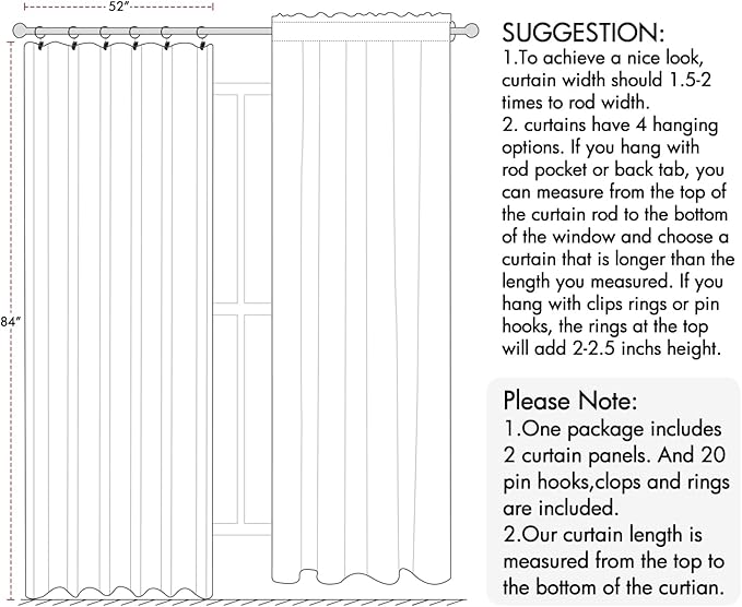 ANRODUO Back Tab Blackout Curtains for Bedroom Living Room, Rod Pocket Pinch Pleated Thermal Insulated Room Darkening Curtains 84 Inches Long 2 Panels, Cream Beige, 42 x 84 Inch