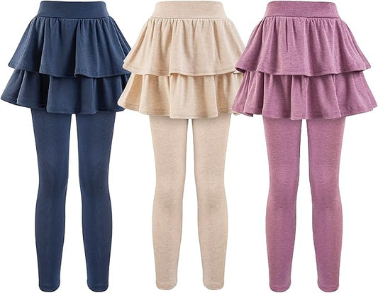 Girls School Uniform Pants Leggings with Skirts Stretch Warm Jegging 4-12 Years
