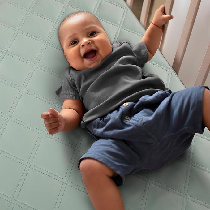 Yoofoss Waterproof Crib Mattress Protector 2 Pack, Quilted Crib Mattress Pad Cover Ultra Soft and Breathable, Machine Washable Toddler Mattress Protector for Standard Baby Crib Size 52''x28''