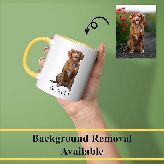 Personalized Mother's Day Coffee Mug, Custom Mum Photo Text 11 Oz Ceramic Mug, Customized Mom Gift Idea Picture Name Cup, Taza Cafe Personalizadas Fotos, Cute Gifts Mom Women Dad Men, Yellow