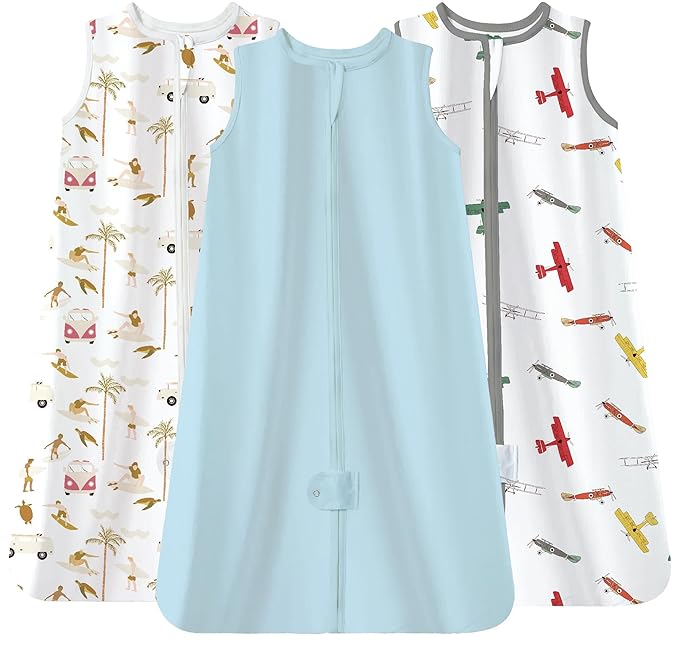 TotAha Sleep Sack 3 Pack, Breathable Sleep Bag for Infant Girl Boy, Wearable Blanket Baby Sleeping Sacks with 2-way Safe Zipper, 0.5 TOG