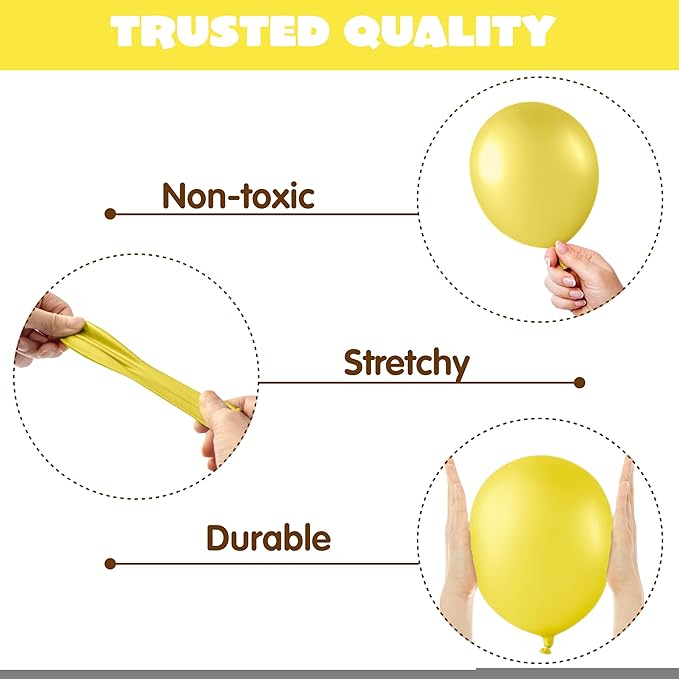 JOYIN 150 Pcs Yellow Balloons, Different Sizes 18 12 10 5 Inch Yellow Latex Balloon Arch Kit with Instruction for Birthday Party Graduation Wedding Holiday Decoration