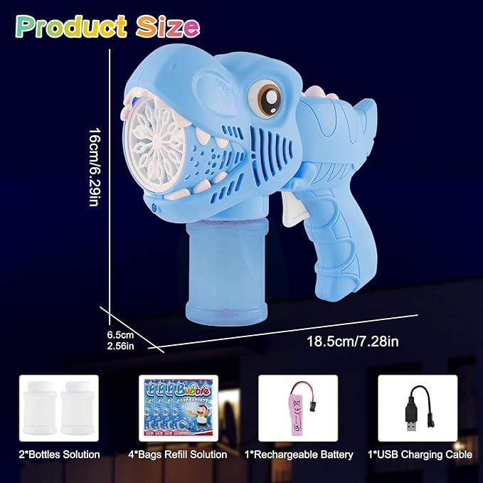 Onory 1 Pack Bubble Gun Machine for Kids, Bubble Gun with Bubble Solutions for Boys Girls, Bubble Blaster for Summer Toy, Party Favors, Outdoor & Indoor Activity, Birthday Gift, Bubble Blower
