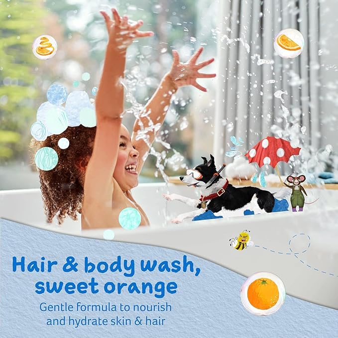 Childs Farm, Kids Hair & Body Wash for Dry, Sensitive Skin, Organic Sweet Orange, Gently Cleanses, Vegan, Cruelty-Free, 8.4 Fl Oz