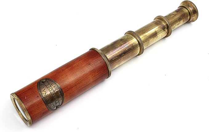 Pirate Brass Telescope – 25x30 Spyglass Monocular for Kids & Adults, Vintage Collapsible Brass Scope for Hiking, Travel, Nautical Decor – Handheld Pirate Telescope with Glass Optics
