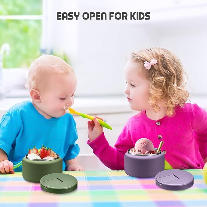 13.5oz Soup Thermo for Hot Food Kids with Buckle Lid Insulated Vacuum Food Jar Wide Mouth Leakproof Stainless Steel Lunch Container (Green)