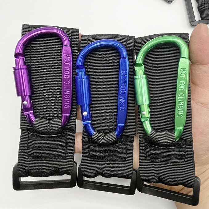 Baby Stroller Hook, Carry 30 lbs per Stroller Carabiner Clip, Adjustable Baby Stroller & Car Seat Hook for Hanging Diaper Bag, Wheelchair,Golf cart, Shopping and Pet Cart(2 Pcs Orange)