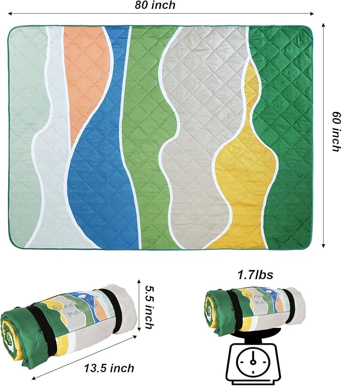 Exclusivo Mezcla Waterproof Picnic Blanket 60x80 Inches Large Multicolor Floral Polyester Sandproof Modern Camping Blanket