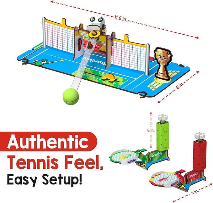 Smartivity Tabletop Tennis - Pickleball Game Kit for Kids 6 to 12, 2-Player STEM Toy with Mechanical Rackets & Scoreboard, Birthday Gift for Boys & Girls Age 6,7,8,9,10,11,12,13,14 Years