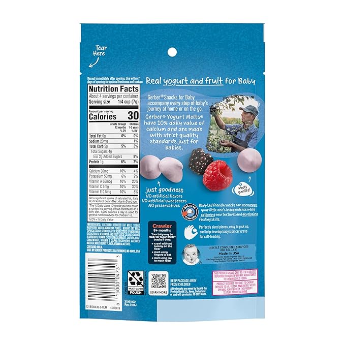 Gerber Baby Snacks Yogurt Melts, Mixed Berries, 1 Ounce (Pack of 7)
