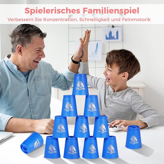 yeesport 48 Pcs Sport Stacking Cups, Sport Training Game for Challenge Competition, Plastic Stacking Cups, Classic Family Game for Kids and Adults, Red+Blue+Green+Orange