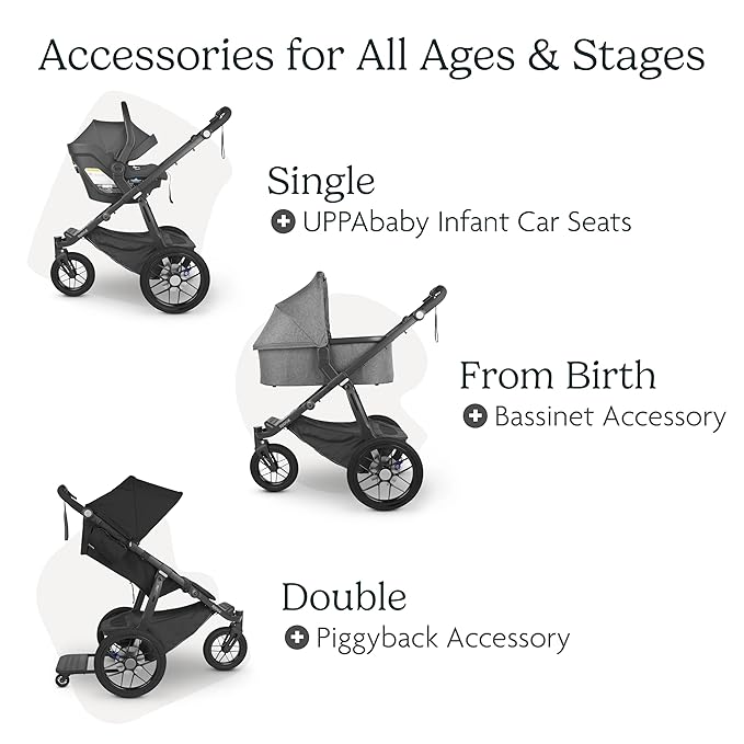 UPPAbaby Ridge Jogging Stroller/Durable Performance Jogger with Never-Flat Tires/Built for Walking, Running, Hiking/Water Bottle Holder and Basket Cover Included/Jake (Charcoal/Carbon Frame)