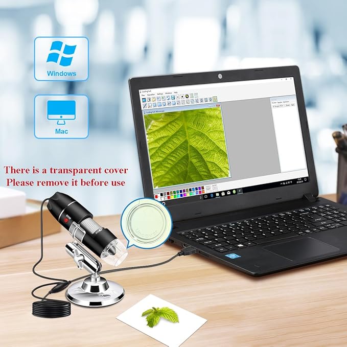 Digital USB Microscope Camera, 40X to 1000X, with Metal Stand & Carrying Case, Compatible with Android, Windows, Linux, Mac, Portable for Kids, Students, Adults