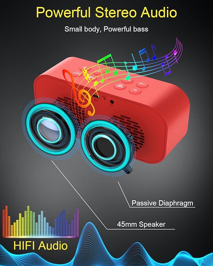 AFK Alarm Clock with Bluetooth Speaker,Digital Clock for Bedrooms,Alarm Clock for Heavy Sleepers Adults with Dual Alarm,Snooze,Dimmable LED Display.