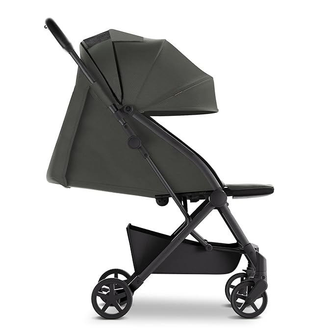 Mompush Lithe V2 Lightweight Travel Stroller, Compact Foldable Baby Stroller with Travel Bag, One-Hand Fold Stroller, Snack Tray, Mechanical Recline Seat, Airplane-Ready, UPF 50+ Canopy & Rain Cover