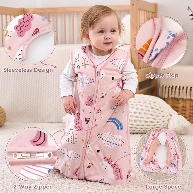 Yoofoss Baby Sleep Sack 0-6 Months, 1.5 Tog Baby Wearable Blanket with 2-Way Zipper, 100% Cotton Organic Fabric Winter Infant Sleeping Sack, Warm Soft Comfy