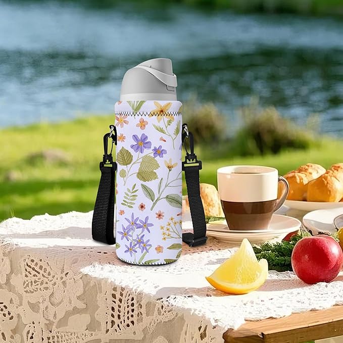 AUPET Water Bottle Sling Bag Carrier Crossbody Sleeve,Insulated Neoprene Bottle Case Holder Pouch Cover 500ML/17oz with Shoulder Strap for Walking Women Men