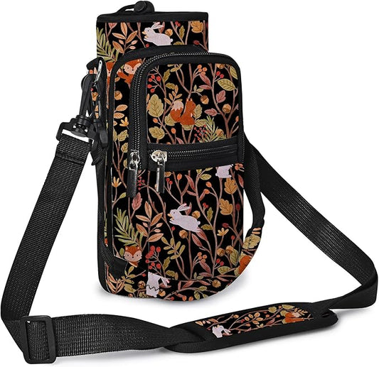 25/32/40/64oz Water Bottle Bag Holder Carrier-Insulated Crossbody Sling Case Sleeve with Strap & Pockets for Men Women Gym Cycling Travel Walking Hiking Camping