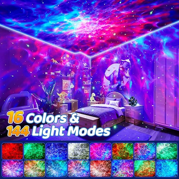 Dinosaur Baby Sound Machine Night Light Projector, 22 White Noise Machine Baby 5.3 Bluetooth Speaker, 196Color Remote Control | Toddler Night Light for Kids, Boy Gift Dinosaur Decor Galaxy Light