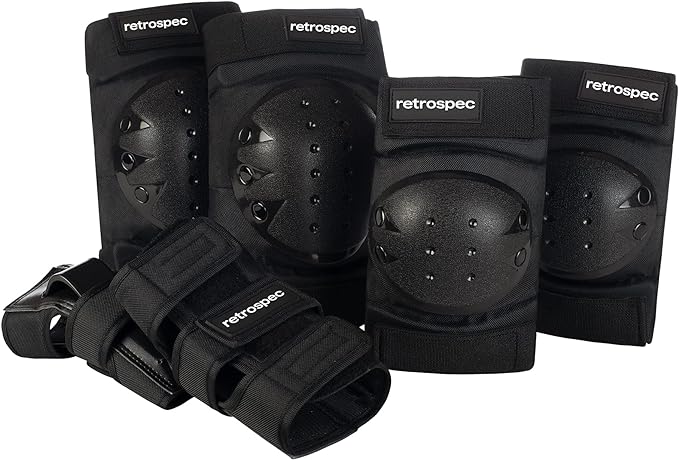 Retrospec Knee Pads, Elbow Pads & Wrist Guards for Men, Women & Kids - Protective Gear for Skateboarding, Roller Skate, Rollerblade, BMX & Scooter - Multi Sport Pad Set