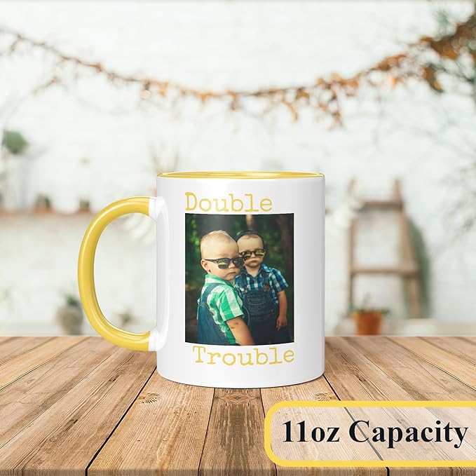 Personalized Mother's Day Coffee Mug, Custom Mum Photo Text 11 Oz Ceramic Mug, Customized Mom Gift Idea Picture Name Cup, Taza Cafe Personalizadas Fotos, Cute Gifts Mom Women Dad Men, Yellow