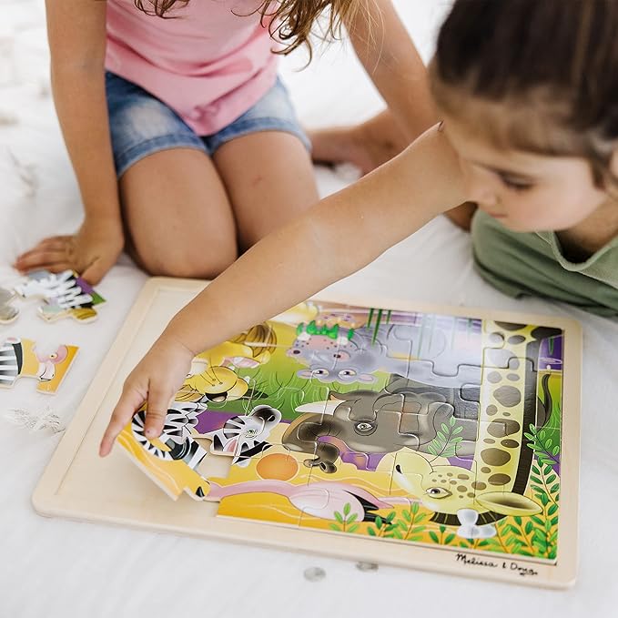 Melissa & Doug African Plains Safari Wooden Jigsaw Puzzle with Storage Tray (24 pcs)