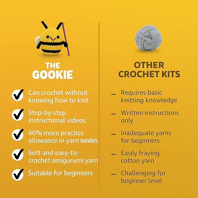 The Gookie Amigurumi Crochet Kit for Beginners – DIY Crochet Kit with Yarn, Hook, Eyes & Stuffing – Easy Starter Set with Video Tutorials – Cute Plush Toy Craft Gift for Kids, Teens & Adults (Avocado)