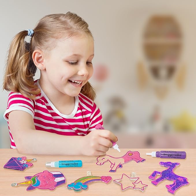 Imagimake Window Art Unicorn | Stained Glass Kit | Unicorn Girls Toys Age 6-8 | 6 Year Old Girl Birthday Gift | Art and Crafts for Girls 8-12 | DIY Suncatcher Kit for 5,6,7,8,9,10,11,12 Year Old Kids