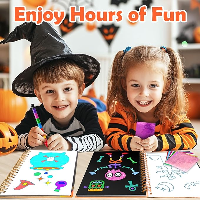 FUNNYB&G Foil Art Craft Activity for Kids - Halloween Crafts Gift Party Favors for Kids Trick or Treat Goodie Bag Stuffer Fillers Gifts Toy for Girls Boys 4 5 6 7 8 9 Years Old(Halloween)