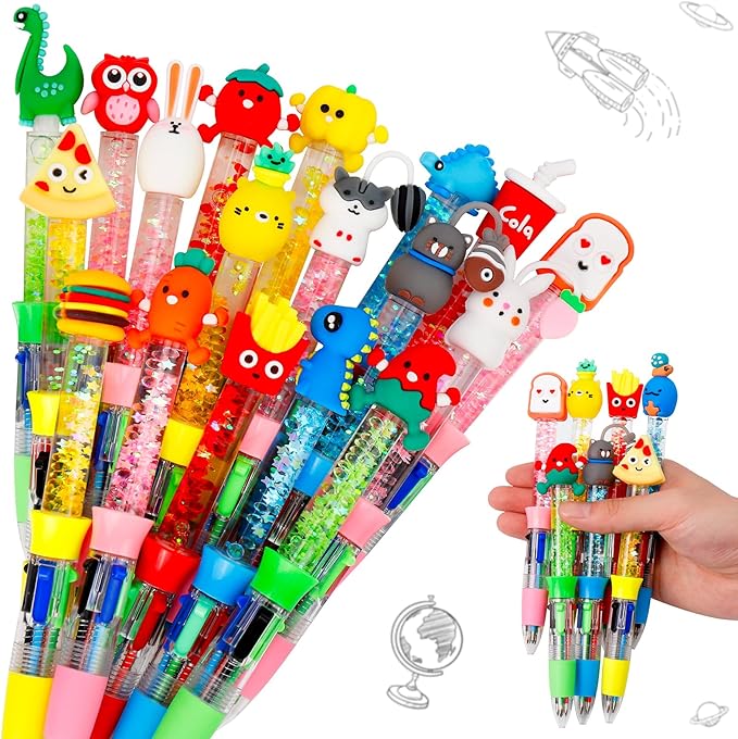 20Pcs Multicolor Pens in One 4-in-1 Cute Pens Bulk for Kids, Ballpoint Pen for Birthdays and Children's Parties, Fun Gifts Assorted Ink Kawaii Pen