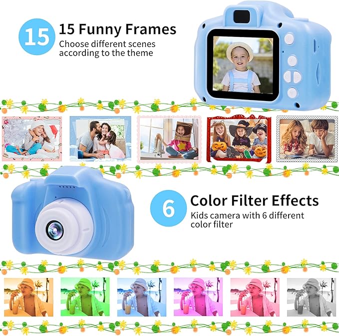 Kids Camera Waterproof Underwater Camera for 3-12 Year Old Boys Girls 2 Inch IPS Screen 1080P HD Digital Kids Video Camera Indoor Outdoor Action Cameras Best Christmas Birthday Gifts