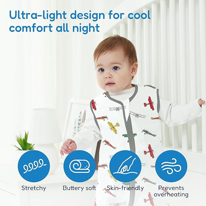 TotAha Sleep Sack 3 Pack, Breathable Sleep Bag for Infant Girl Boy, Wearable Blanket Baby Sleeping Sacks with 2-way Safe Zipper, 0.5 TOG