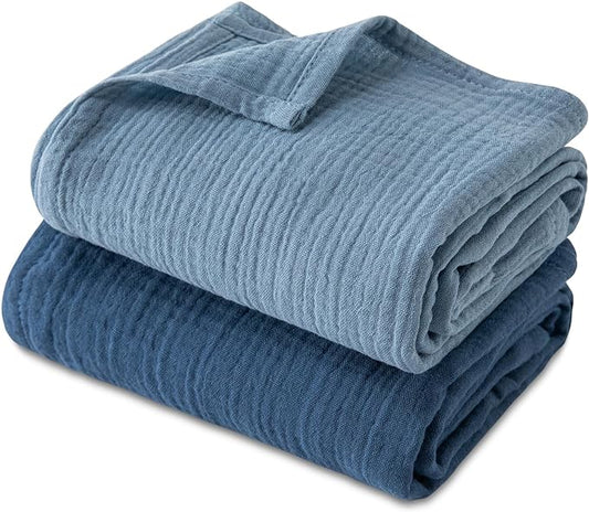 GLLQUEN BABY Muslin Swaddle Blankets, 2-Pack Neutral Receiving Blanket Swaddling for Newborn Boys and Girls, Breathable Swaddle Wrap for Infant, Baby Essentials, Registry & Gift, 40 x 38 inches