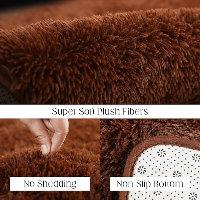 Luxury Area Rug, 6x9 Rugs for Living Room, Ultra Soft Rugs for Bedroom, Non-Slip Indoor Carpet for Nursery, Kids Room, Playroom, Home Decor, Brown