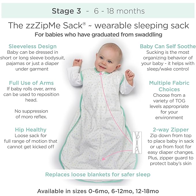 Amazing Baby Cotton Muslin Sleeping Sack, For Baby Girl, Wearable Blanket with 2-way Zipper, Watercolor Roses, Pink, Medium (6-12 Month)