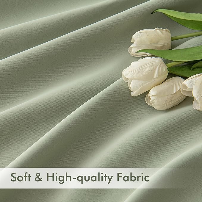 MIULEE Sage Green Back Tab Blackout Curtains 96 Inch Length 2 Panels Set for Living Room Bedroom Privacy, Rod Pocket/Pinch Pleated Thermal Insulated Room Darkening Light Blocking Drapes, W66xL96