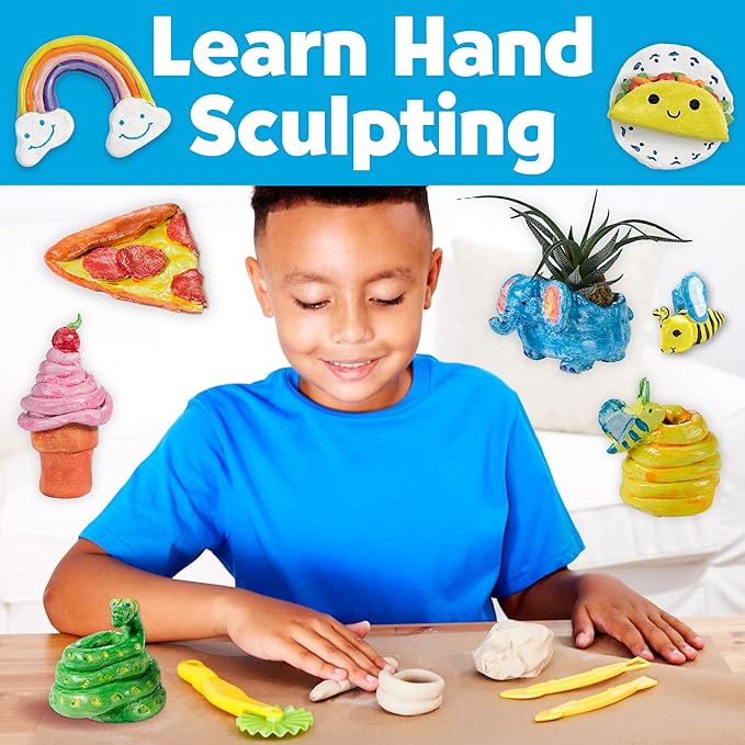 Faber-Castell Pottery Studio - Complete Pottery Wheel and Painting Kit for Beginners, 3 lbs of Sculpting Clay and Tools (Ages 8+)