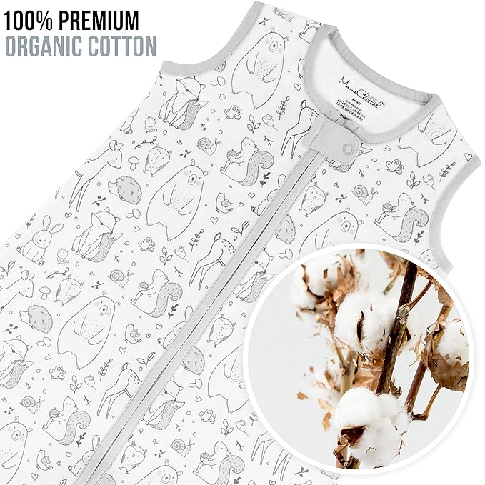Mama Cheetah Baby Sleep Sack 0.5 TOG, Organic Cotton Baby Wearable Blanket with Two-Way Zipper, Swaddle Transition Baby Sleeping Bag for Newborn Infant Toddler Boy Girl, 6-12 Months