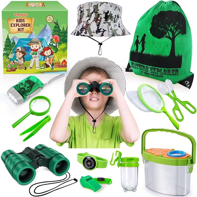 ESSENSON Bug Catcher and Kids Explorer Kit, Outdoor Bug Catching Explorer Adventure Kit with Binoculars, Summer Outdoor Toys for Kids Ages 4-8