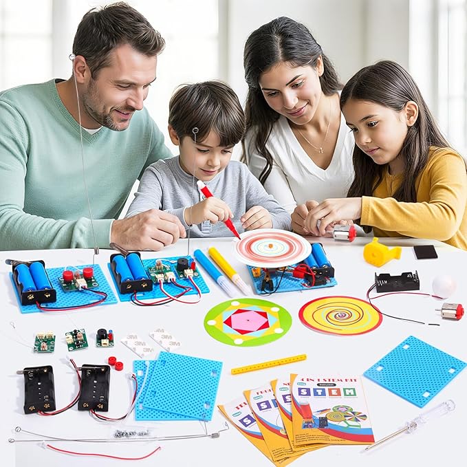 4 Set STEM Science Kits for Kids Age 8-12, 7-in-1 Science Experiments Crafts Projects Electric Motor Building Kit 8-10 9-12, STEM Toys for 6 7 8 9 10 11 13 Year Old Boys Girls Classroom Activity Gift