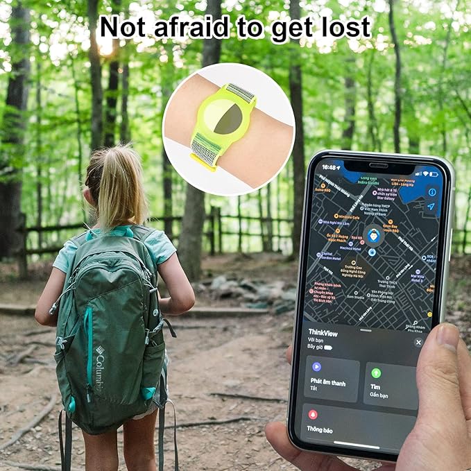 Kids Wristband Compatible with Apple AirTag, Protective Case for Air Tag GPS Tracker Holder with Nylon Bracelet, Adjustable Anti Lost Watch Band for Toddler Child Elder(Yellow)