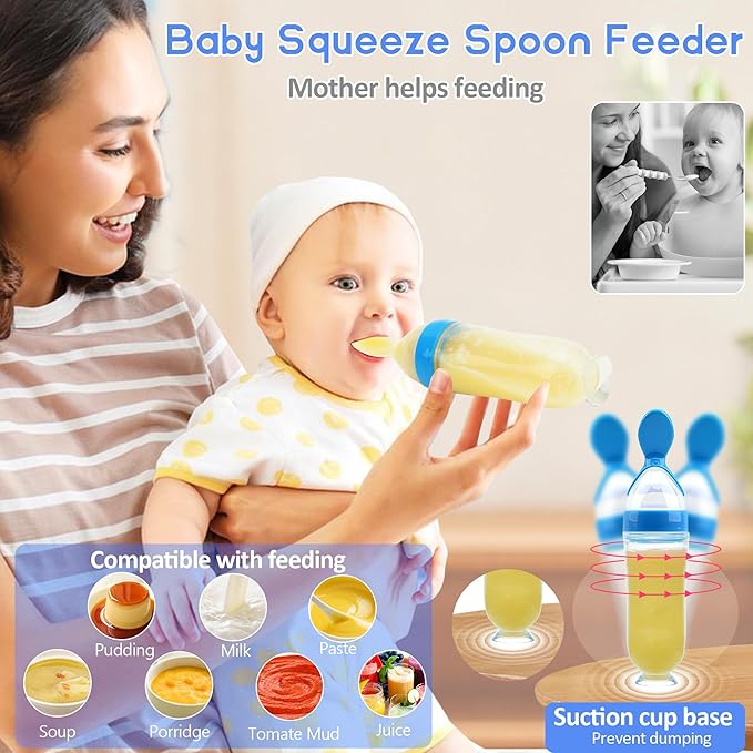 WAJIAYON Baby Fruit Feeder Pacifier - 12 Pack | 2 Infant Food Feeder Pacifier & 1 Babies Food Dispensing Spoon | Fruit Teethers for Babies | Silicone Teether Feeder Baby,Infant Teething Feeders (Blue)