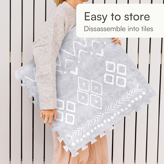 Lillefolk Baby Play Mat for Floor – 4x6ft Gray | Soft Non Toxic Premium EVA Foam Tiles for Tummy Time, Crawling & Playroom – Waterproof Interlocking Floor Mat for Babies & Toddlers (6 Tiles)