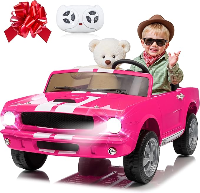 24V 2 Seater Ride on Toys, Licensed Shelby Cobra Kids Power Car Wheeler Ride On Toy w/ 2WD/4WD Switchable, Remote Control, 19" Spacious Seat, 4 Spring Suspension, Music, Bluetooth