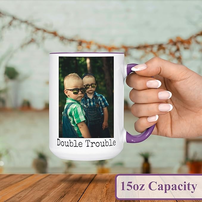 Personalized Coffee Mug, Custom Photo Text 15 Oz Ceramic Mug, Customized Picture Name Tea Cup, Unique Gift Idea, Taza Cafe Personalizadas Fotos, Cute Custom Gifts Mom Women Men, Mother's Day, Purple