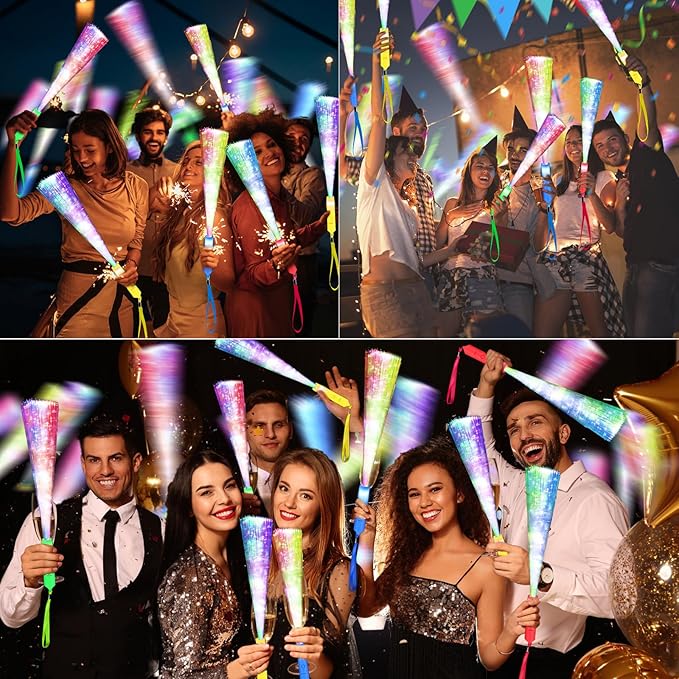 120PCS Glow Fiber Optic Sticks, LED Light Wands, Glow in The Dark Party Supplies, Fiber Optic Wands for Weddings, Birthdays&Events,Flashing LED Party Favors,Colorful Light Sticks for Kids&Adults