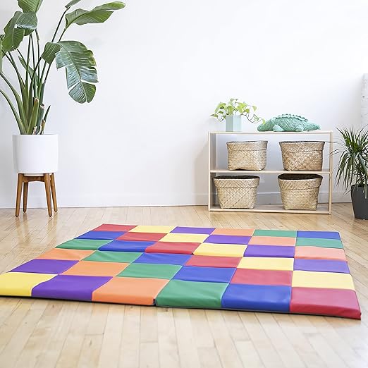 ECR4Kids SoftZone Patchwork Activity Mat, Folding Playmat, Assorted